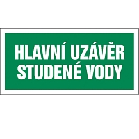 Značka Hlavní uzávěr studené vody, samolepicí fólie, 100 × 210 mm